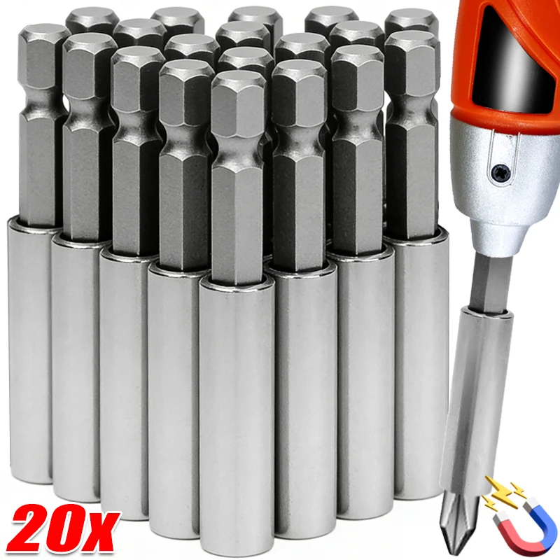 

20/1 шт. Магнитный удлинитель для отверток с шестигранной рукояткой, удлиненный соединительный стержень, держатель для бит из углеродистой стали, электроинструменты