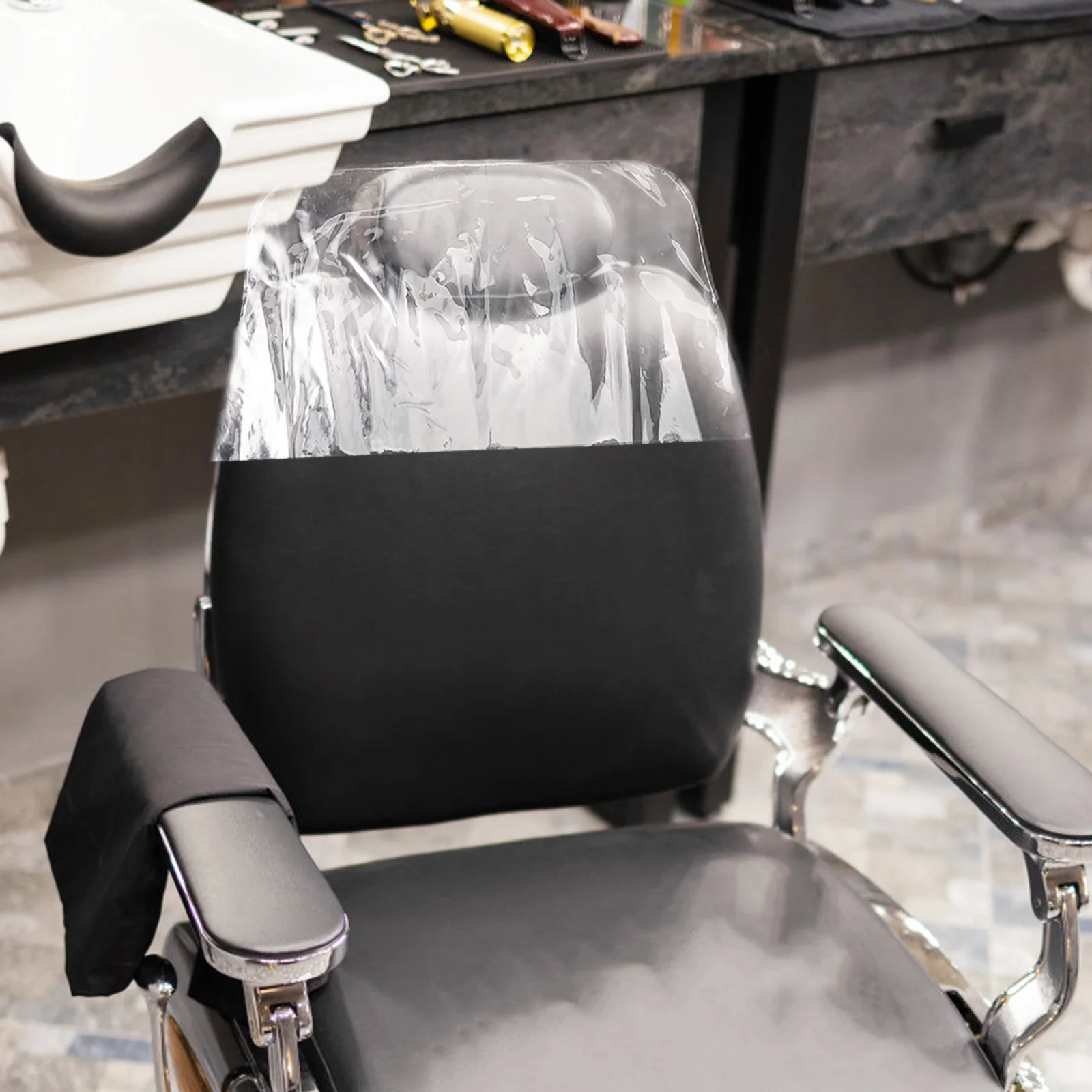 

PVC Salon Chair Back Cover - Transparent Waterproof Protection for Barber Chairs Spa Armchairs Hair Stylist Seat Protector