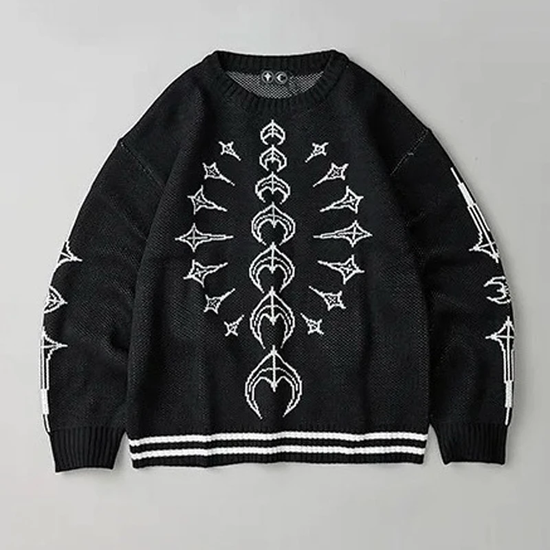 

Клубный свитер в стиле Харадзюку, осенне-зимний уличный повседневный жаккардовый вязаный пуловер THUG CLUB