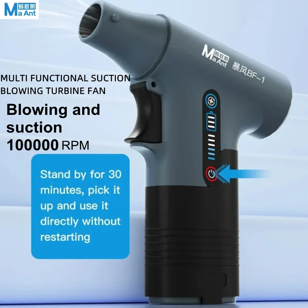 

MaAnt BF-1 Всасывание Встроенная турбина Удаление пыли Вентилятор Электрический воздуходувка Бесщеточный турбодвигатель Высокоскоростной 100 000 об/мин