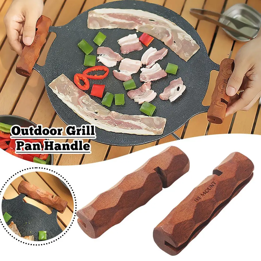 

Ручка сковороды для гриля, термостойкий изолированный деревянный держатель для барбекю на открытом воздухе, надежная защита от ожогов и посуда для кемпинга