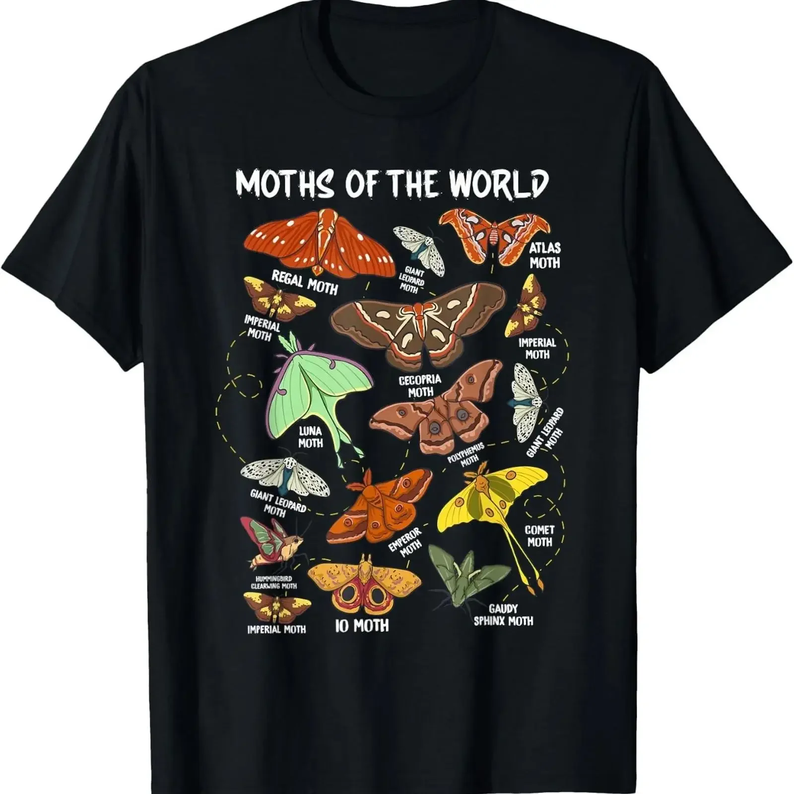 Moths of The World Different Types Moth Insect Entomology T Shirt vintage Washed Versatile Stylish fashion Stretched Soft