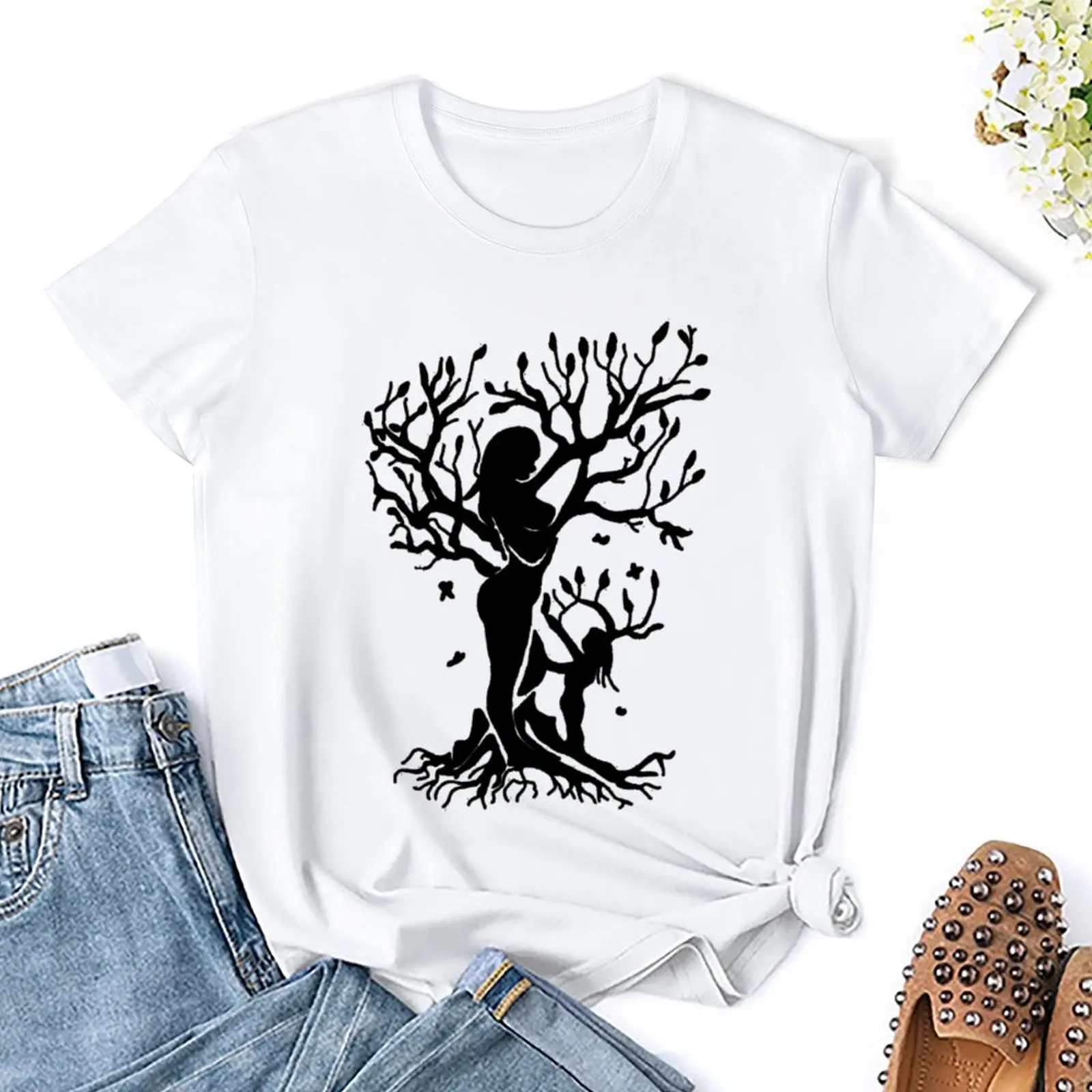 Mother's Day Mother Daughter Tree Unisex Lightweight Terry Hoodie Fresh T-shirt Move Tshirt Funny Graphic Funny Novelty Home