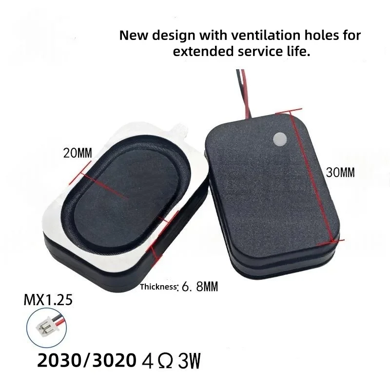 2030 3020 Cavity Speaker 4Ohm 3W 8Ohm 2W MX1.25 PH2.0 for Advertising Machine Smart Home Voice Control Loudspeaker Waterproof