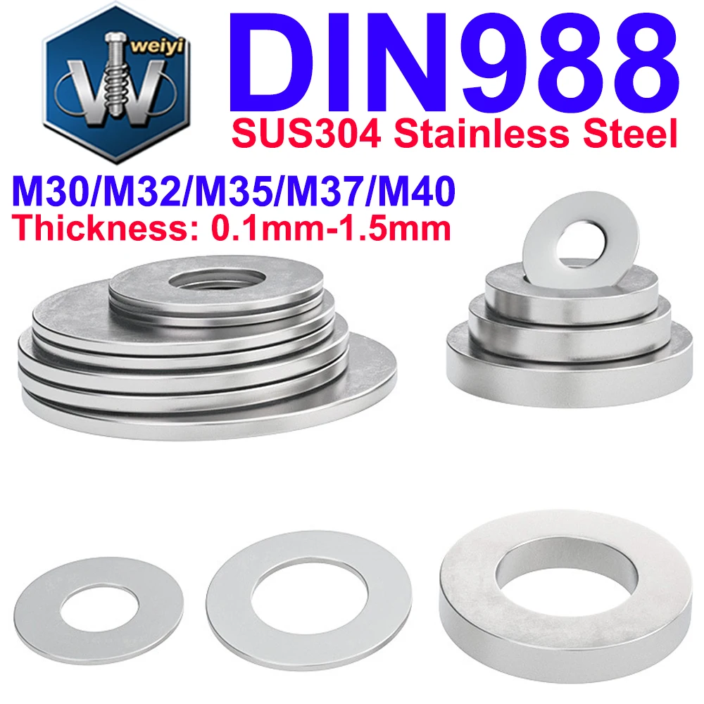 Weiyi M30 M32 M35 M37 M40 DIN988 SUS304 Cincin Penyetel Baja Tahan Karat Ultra-tipis Cincin Datar Gasket Datar