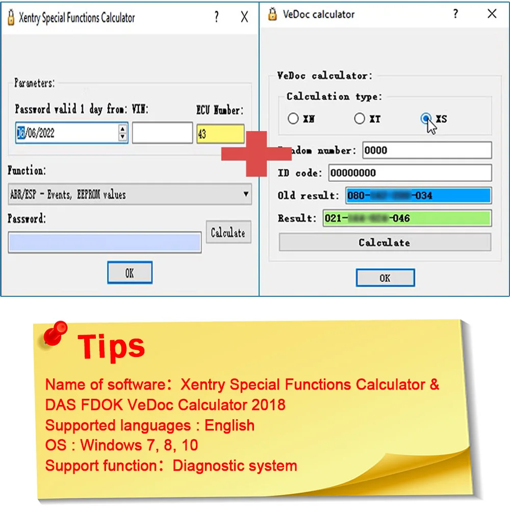 Xentry Special Functions Calculator & DAS FDOK VeDoc Calculator 2018 Diagnostic system for diagnosing problems in Benz vehicles