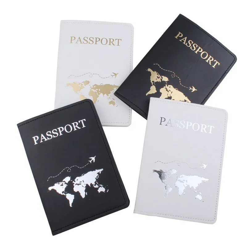 2 Pcs New Map Leather Passport Cover Letter Women Men Travel Wedding Passport Cover Holder Travel Case Set