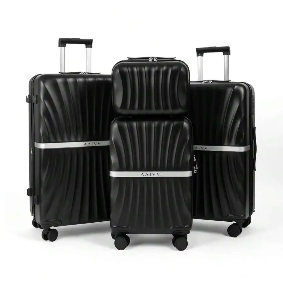 4-Piece ABS Luggage Set 13/20/26/28in, Airline Approved 20in Carry On With Cup Holder & USB Port, Expandable 28in Case, TSA Lock Double Spinner Wheels