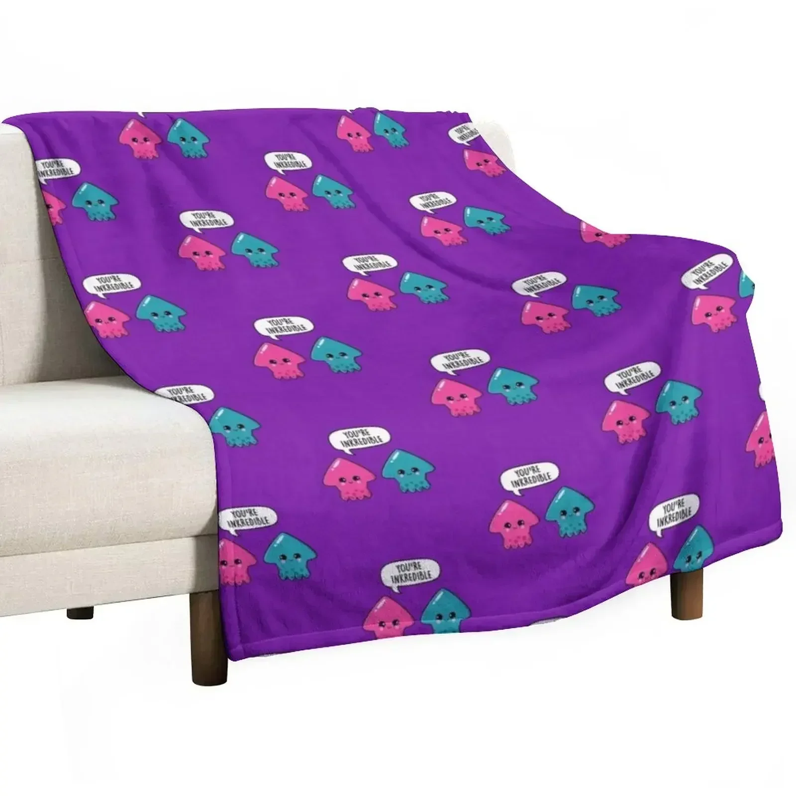 You're Inkredible - Cute Squid Couple Pun gift Throw Blanket Plaid on the sofa Nap Beach Blankets