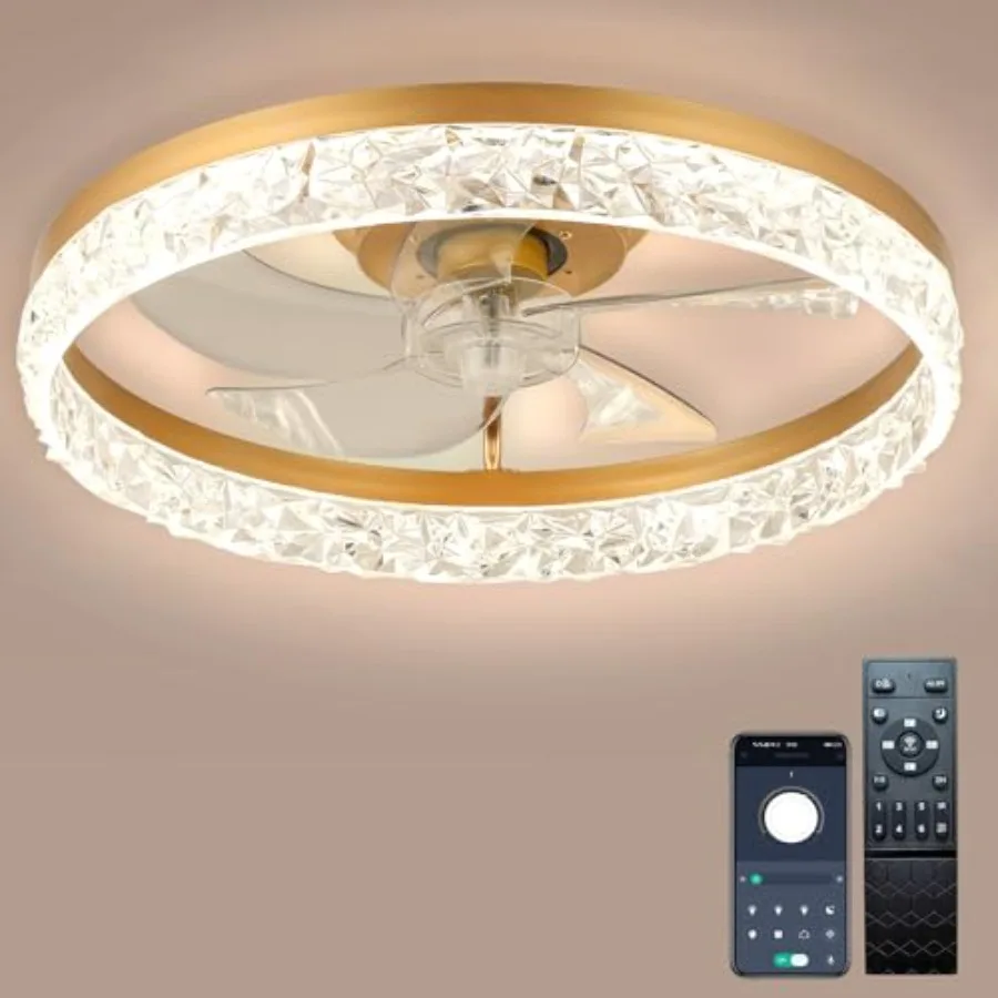 

Ceiling Fans with Lights and Remote, 20 Ceiling Fans with Lights Low Profile Ceiling Fan with Light, Dimmable Stepless 6 Speeds