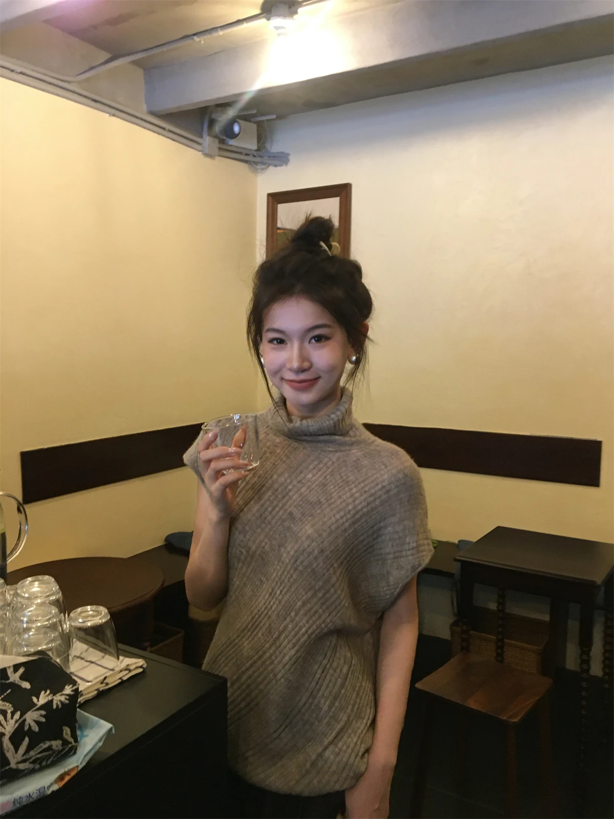 

Ele Knitted Sweater Women's Svel High Collar Early Autumn Versatile Slimming Top Visual Focus Faionable Commute S...