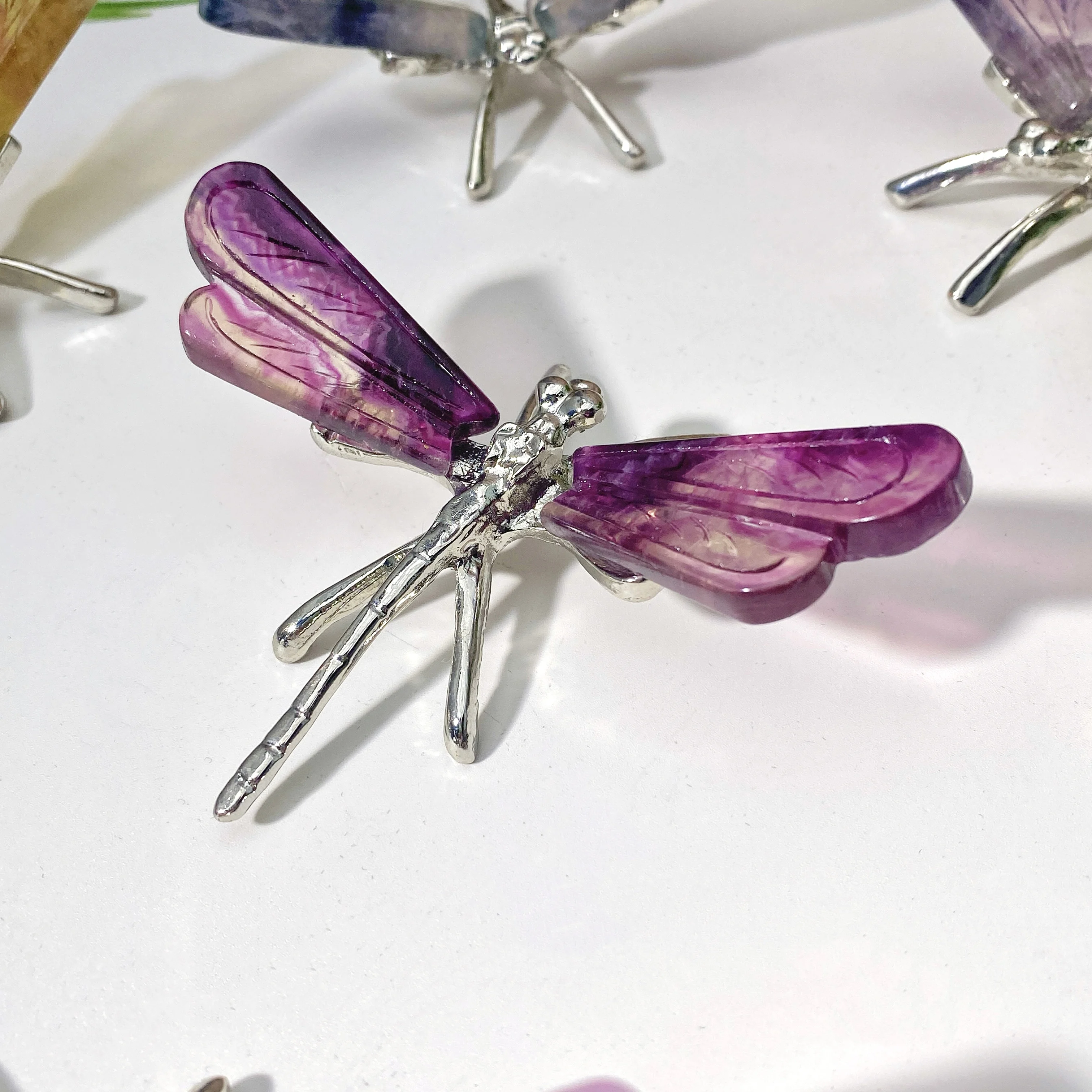 1PC High Quality Random Flourite Dragonfly Natural Crystal Carving,Party Decoration,Scene Decoration,Desktop Decoration.