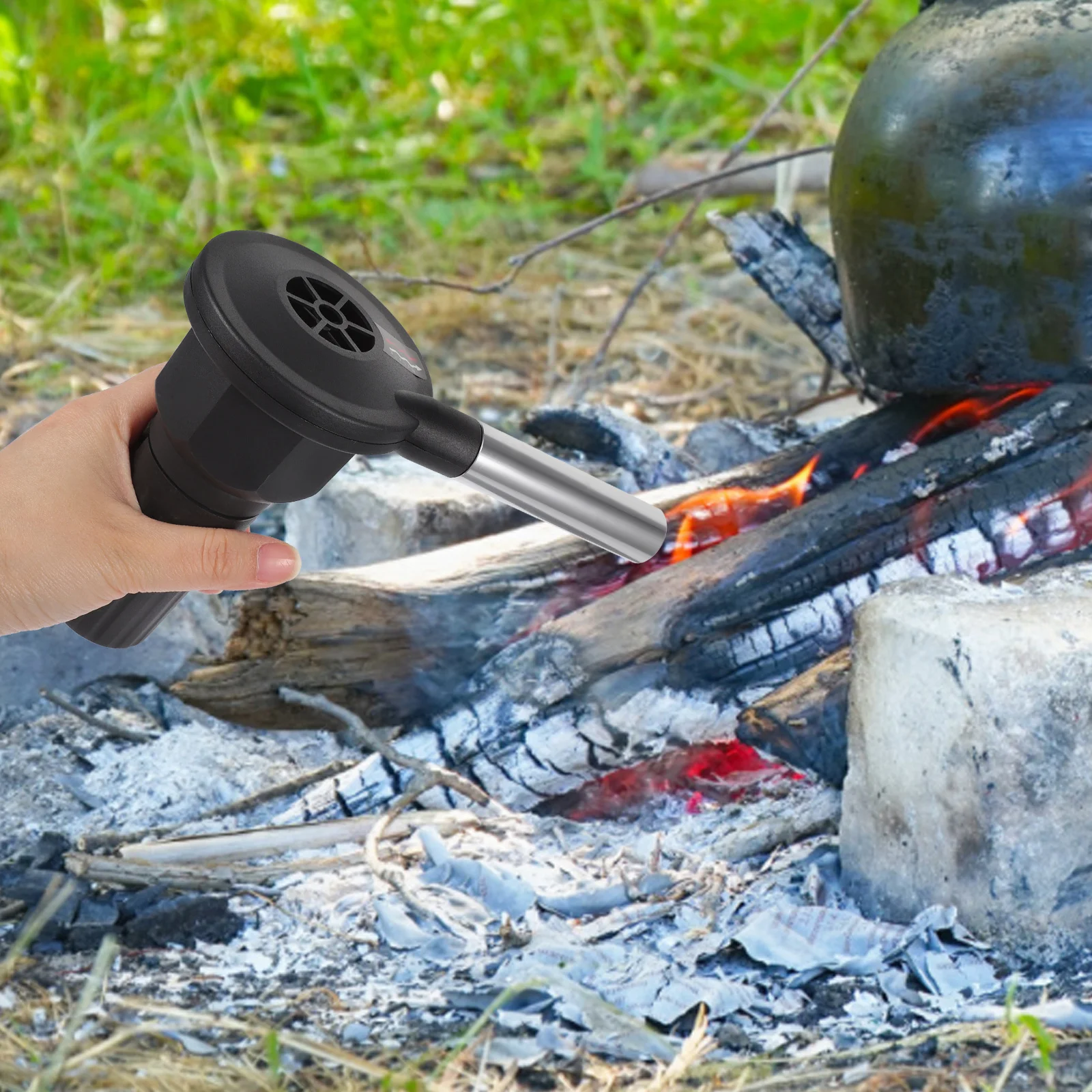 

Portable Fire for Camping BBQ Grill Outdoor Cooking Lightweight Handheld Air Quick Ignition Efficient Flame Starter Wood