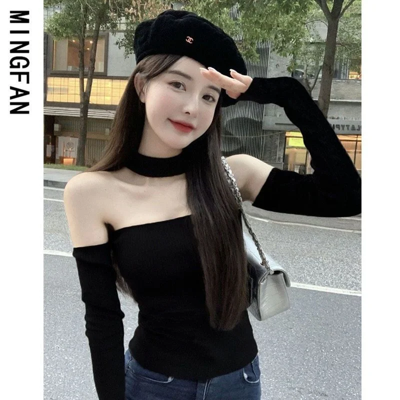 

Detachable Sleeve Knitted Sweater Women Ladies Winter Fur Collar Double-Breasted Twisted Pullovers All-Match Business Work Girls