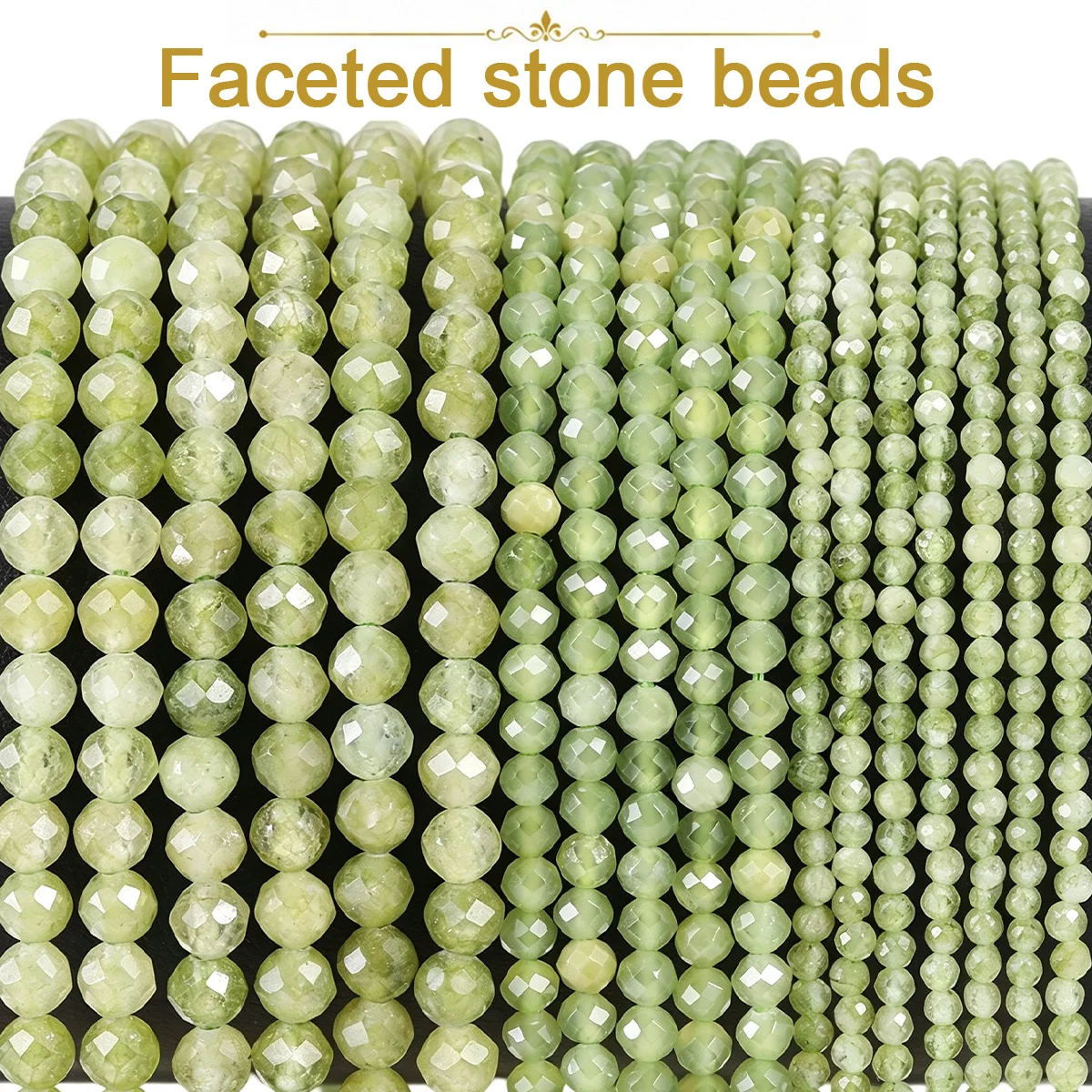 2-4mm 45-80pcs Stone Half Strand Round Cut Dyed Olive Spacer Loose Beads For Jewelry Bracelets Necklace Making DIY Accessories