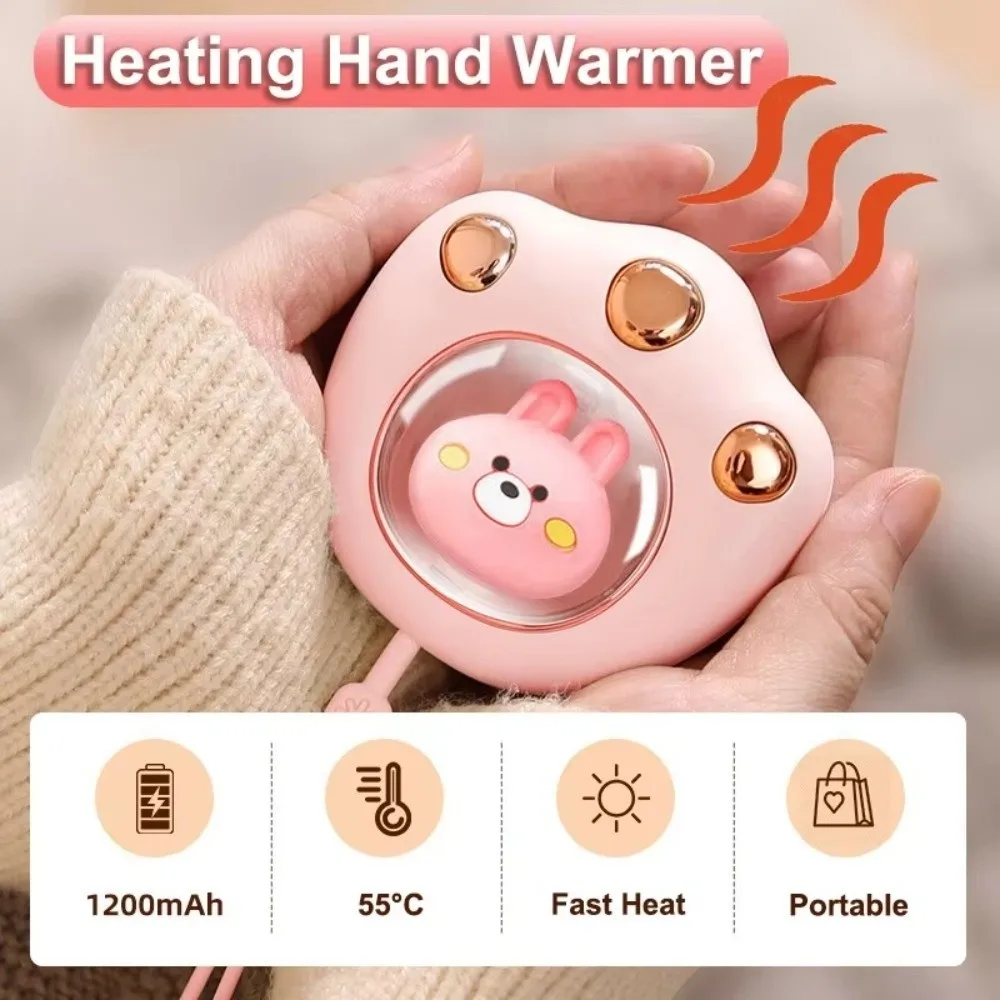 Cute Mini Cat's Claw Hand Warmer Rechargeable Portable Electric Heater 2 Heat Levels Pocket Warmer Winter