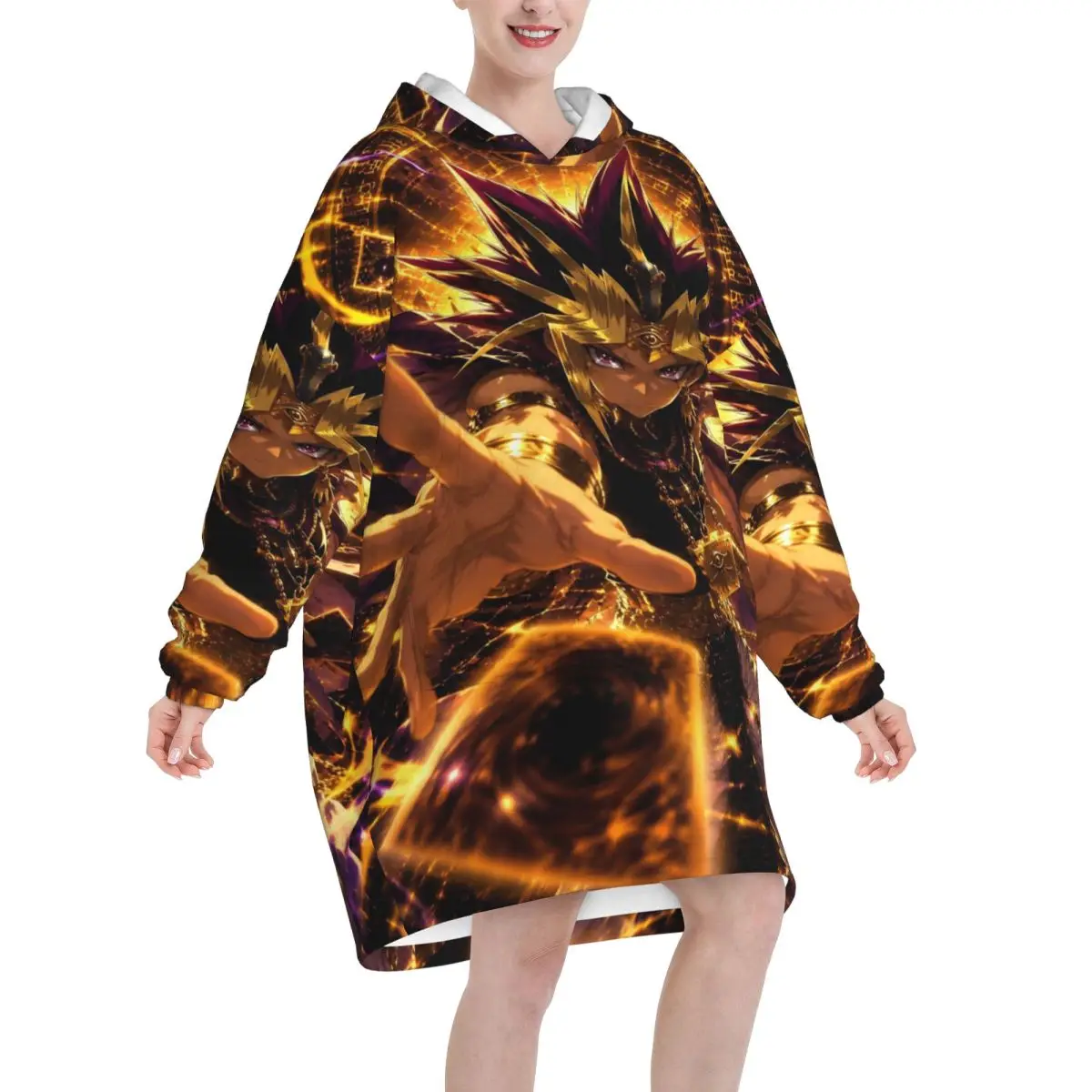 Yu-Gi-Oh Blanket Hoodie Oversized Wearable Sweatshirt Blanket Warm Gifts for Women Girls Girlfriend