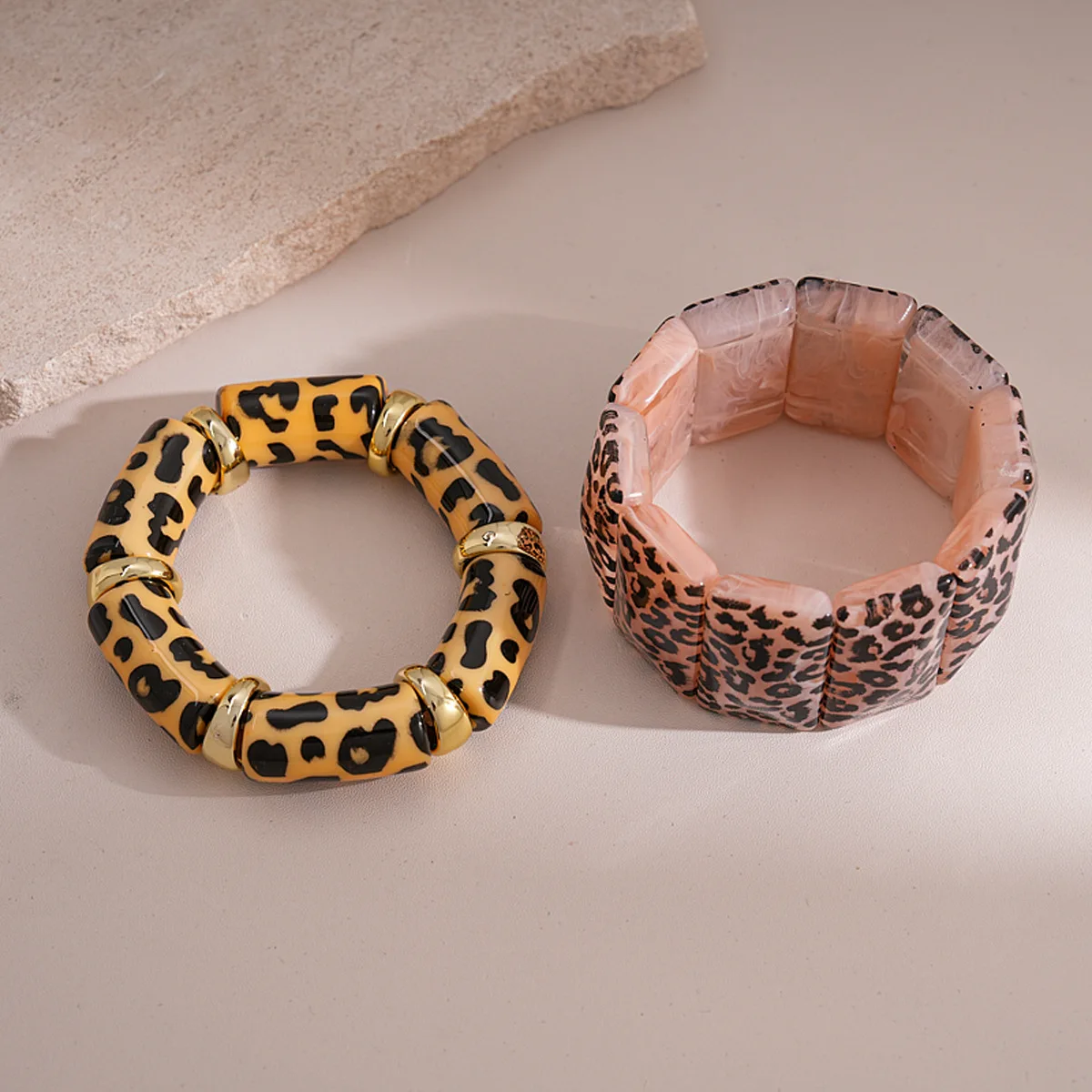 Acrylic smudge round elastic rope bracelet Maillard style bracelet fashion jewelry women
