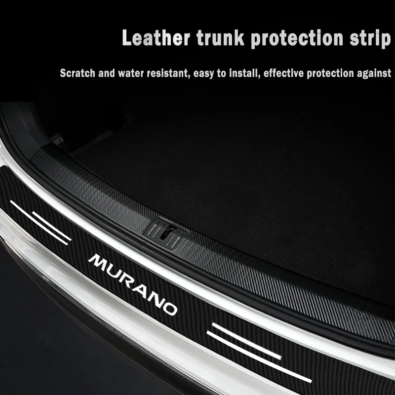 Car Rear Trunk Bumper Guard Plate Carbon Fiber Anti Scratch Protector Sticker for Nissan Murano 1 2 3 Z50 Z51 Z52 Leather Decal