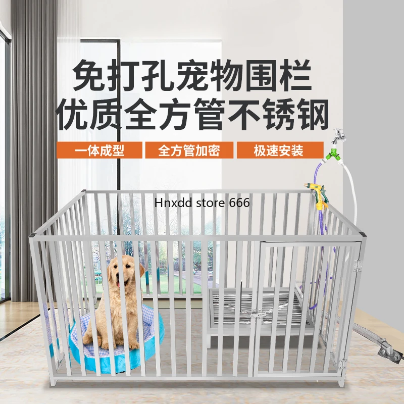 Stainless steel dog fence Full square tube pet cage Balcony isolation fence Indoor guardrail