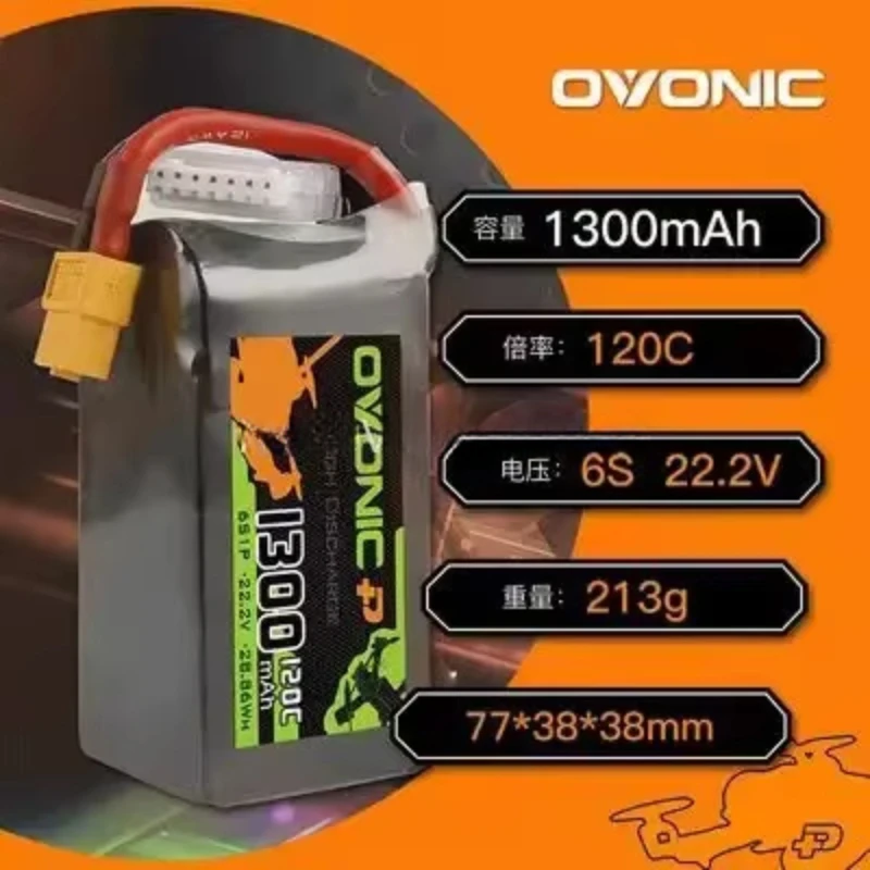 Ovonische 22.2V 120c 6S 1300Mah Lipo Batterij Pack Met Xt60 Plug Voor Freestyle Fpv Quadcopter