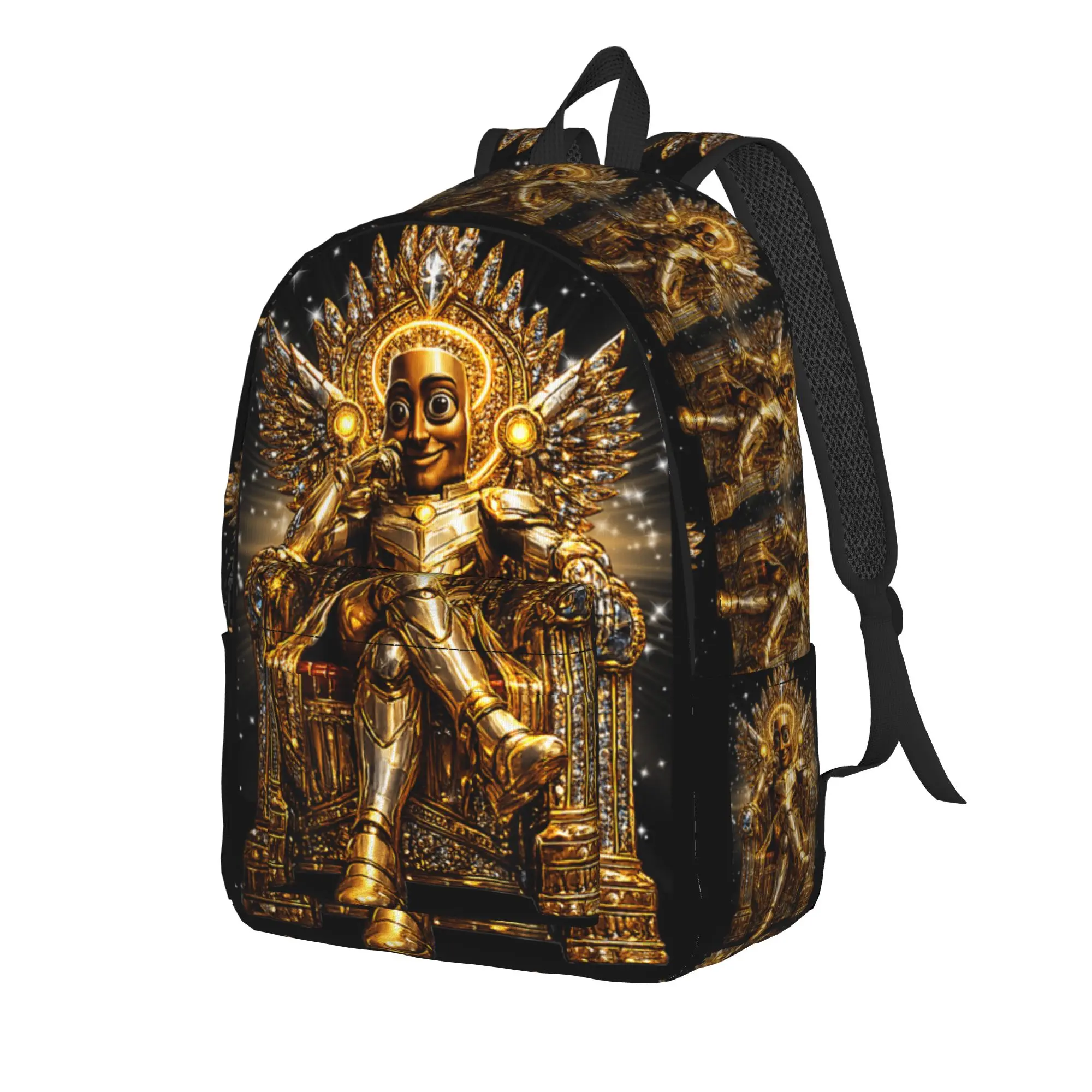 Funny Gold King Tung Tung Sahur Brainrot Meme Backpack  College Backpacks Female Funny School Bags High Quality Big Rucksack
