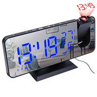 New temperature and humidity multi-function radio projection alarm clock, creative LED mirror clock electronic digital clock
