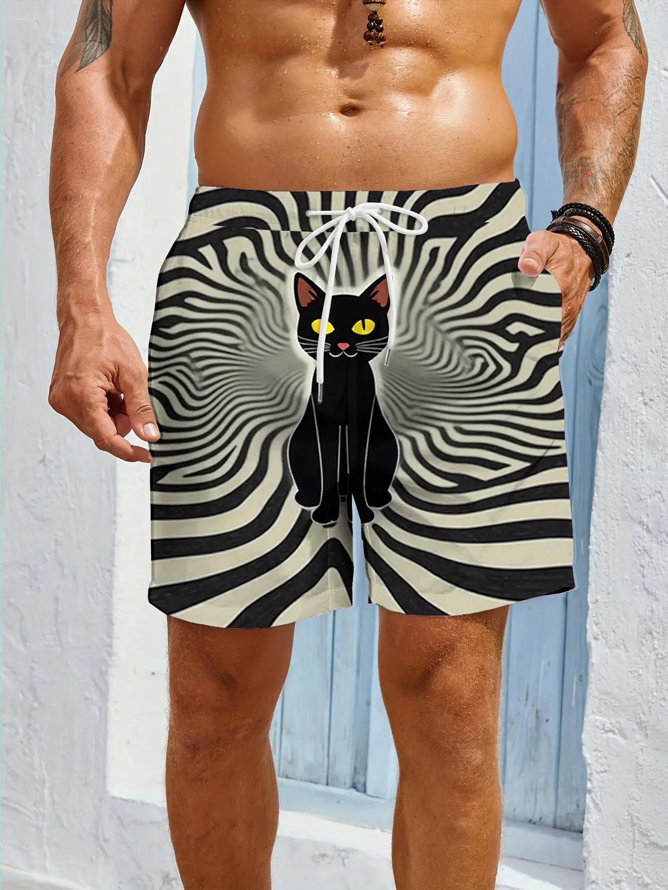 1pcs Men's Short swim trunks2026 Summer 3D Printed Short sleeve Polyester Quick drying running Breathable pants for man