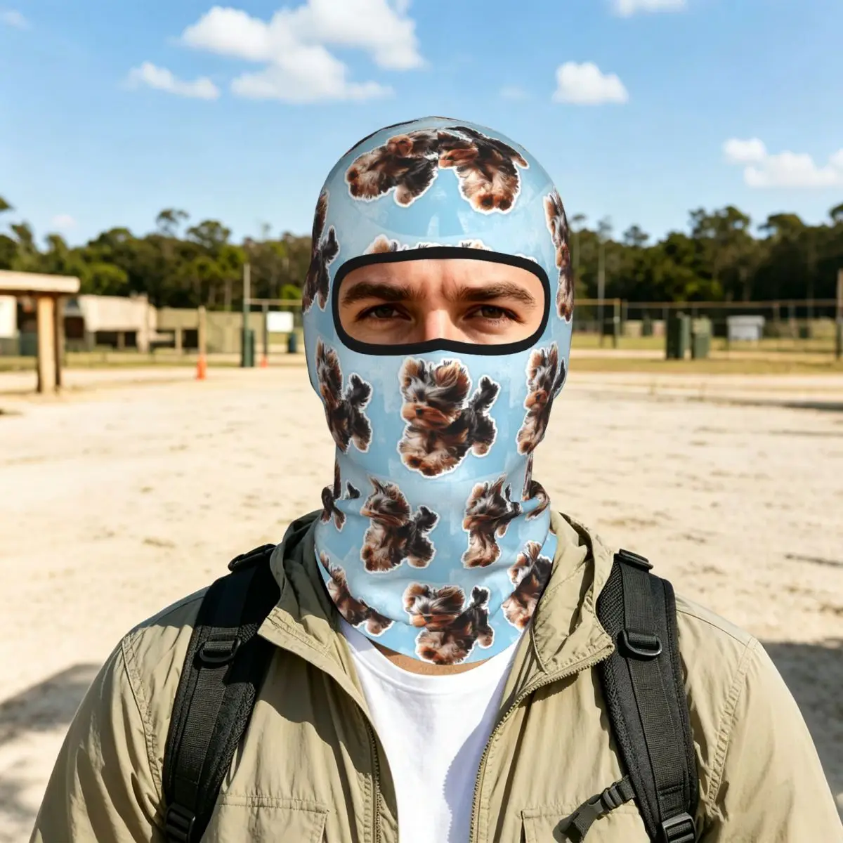 Yorkshire Terrier Dog Breathable Thin Balaclava Full Face Mask Sun Protection Neck Gaiter For Motorcycle Cycling Fishing Outdoor