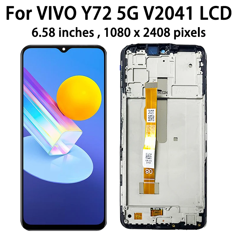 Bild 5: 6,58' Bildschirm für Vivo Y72 5G LCD V2041 Display mit Rahmen Touchscreen-Digitizer-Einheit für Vivo Y72 5G (Indien) V2060 LCD