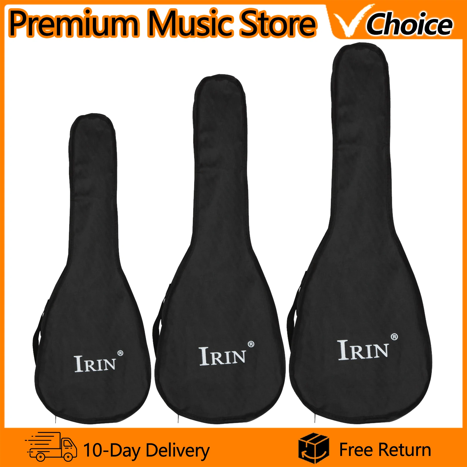 IRIN 21/23/26 بوصة حقيبة القيثارة حافظة ناعمة حقيبة طبقة واحدة سوداء حقيبة كتف محمولة مبطن أجزاء الأدوات الملحقات