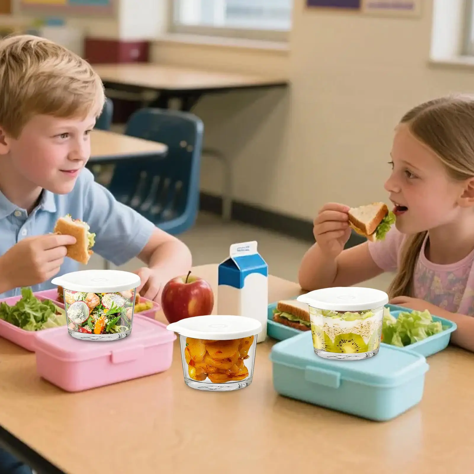 

Стеклянная миска с крышкой, 4 шт., штабелируемые многоразовые чашки для смешивания еды, большие миски для хранения салата для приготовления еды, закусок, выпечки на ночь