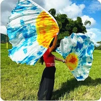 Accesorios para danza del vientre, chal de velo de seda para mujer, 100% seda auténtica, 200x114cm, accesorios teñidos para práctica de rendimiento, bandera de Iglesia