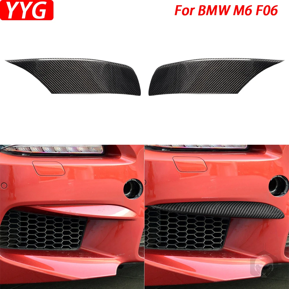 For BMW M6 F06 2012-2021 Car Accessories Carbon Fiber Front Fog Lamp Pack Corner Splitter Cover Trim Retrofitting Modification