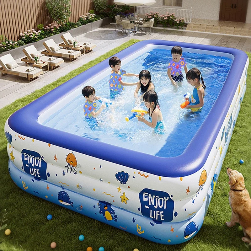 Inflatable Swimming Pool 2.6 /2/1.5M Large Family Pools Removable Basen for Baby Home Outdoor Adult Outdoor Games Water toys