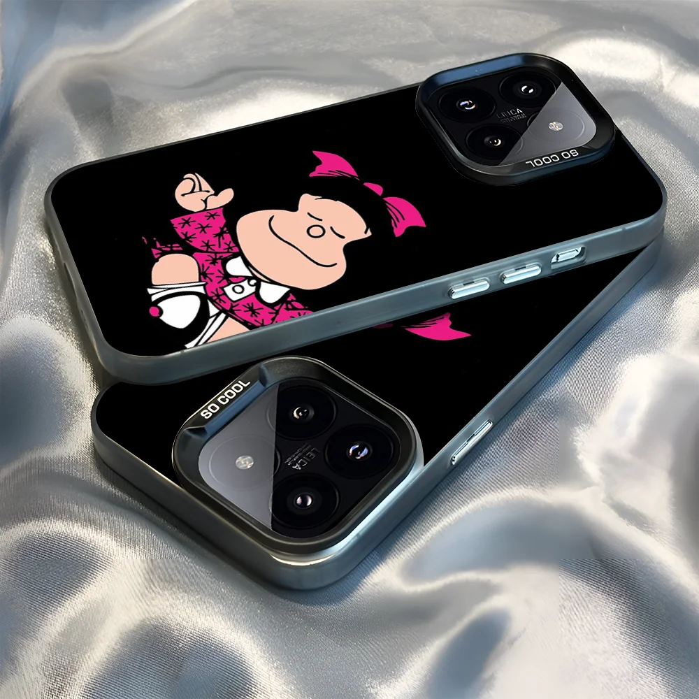 Epc Mafalda Cartoon Phone Case IMD Phone Case For IPhone 16 15 14 13 12 11 Pro Max Plus Color Silver Cover