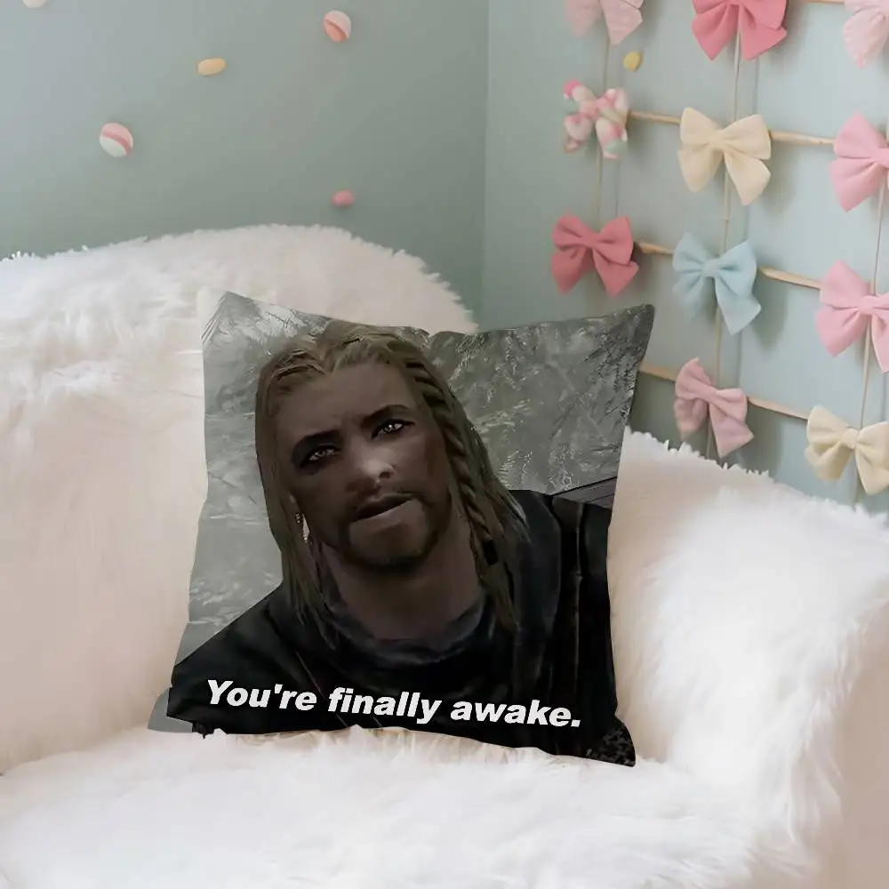 يا أنت أخيرًا مستيقظًا Skyrim كيس وسادة رمي غطاء وسادة الشمال خمر نمط وسادة تغطي غرفة المعيشة المنزلي أريكة Couc #6