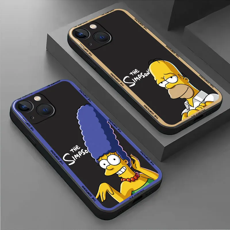 Homer Simpsons Marge Simpson For Apple iPhone 15 14 13 12 Mini 11 Pro XS MAX XR X 8 7Plus 6S 6 Phone Case Black tpu Cover Fundas