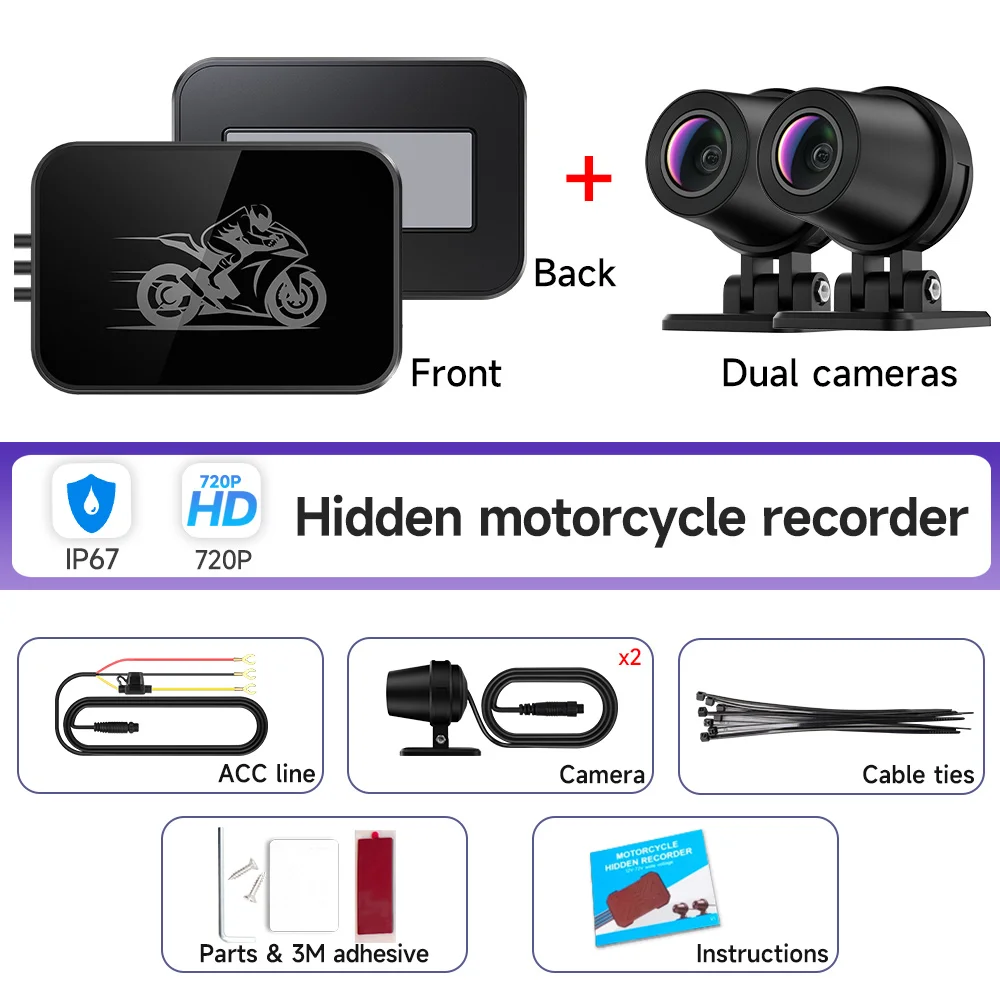 JIUYIN Dual 1080P Motorcycle DVR Full Body Waterdichte Moto Camera WiFi Dash Cam Voor Achter Rijden Video Recorder Black box