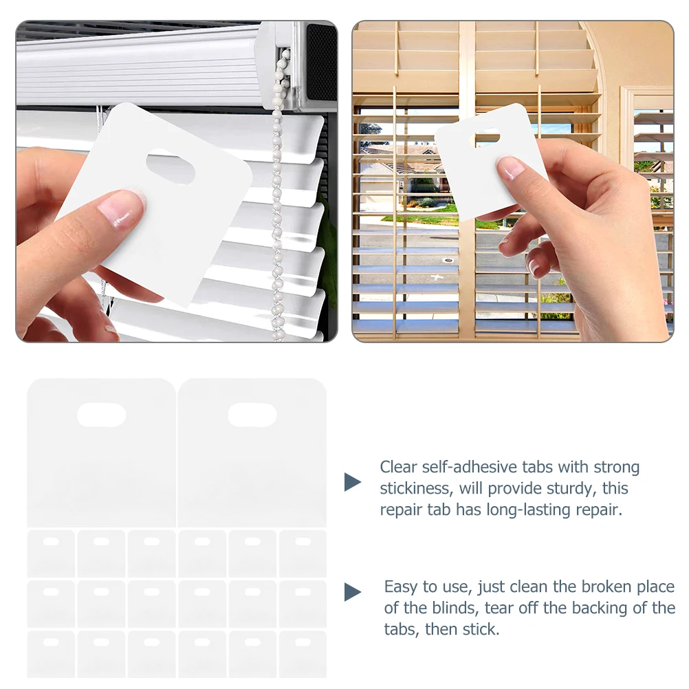 

20 Pcs Vertical Blind Repair Tabs Clear Adhesive Easy to Use Suitable for Various Curtains Blinds Window Replacement