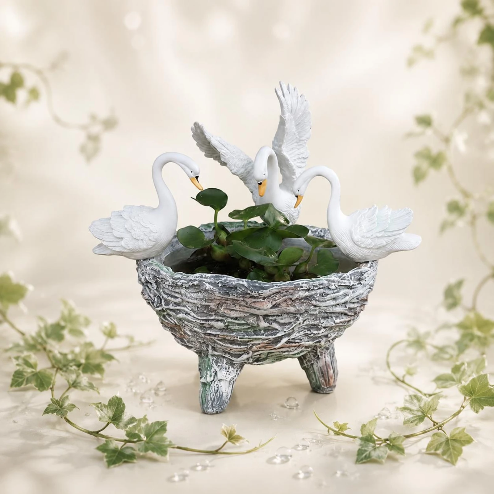 Swan Planter Resin Swan-Shaped Planter Pot Garden Decor Handmade Decorative for Patio