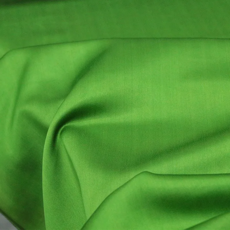 

Plain satin fragrant gauze silk fabric ramie emerald green pure clothing designer