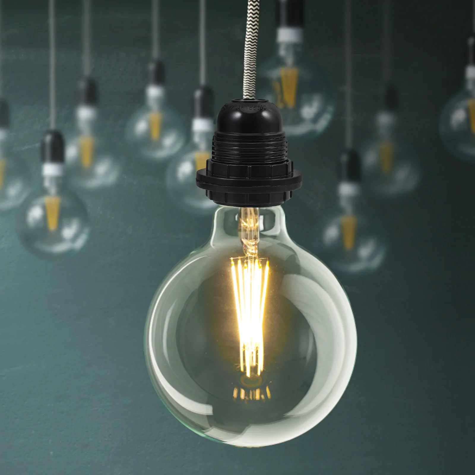 E27 Lamp Holder Bakelite Aluminum Alloy Vintage Style Socket 10Mm Threaded for Bulb Compatibility Easy Installation Replacement