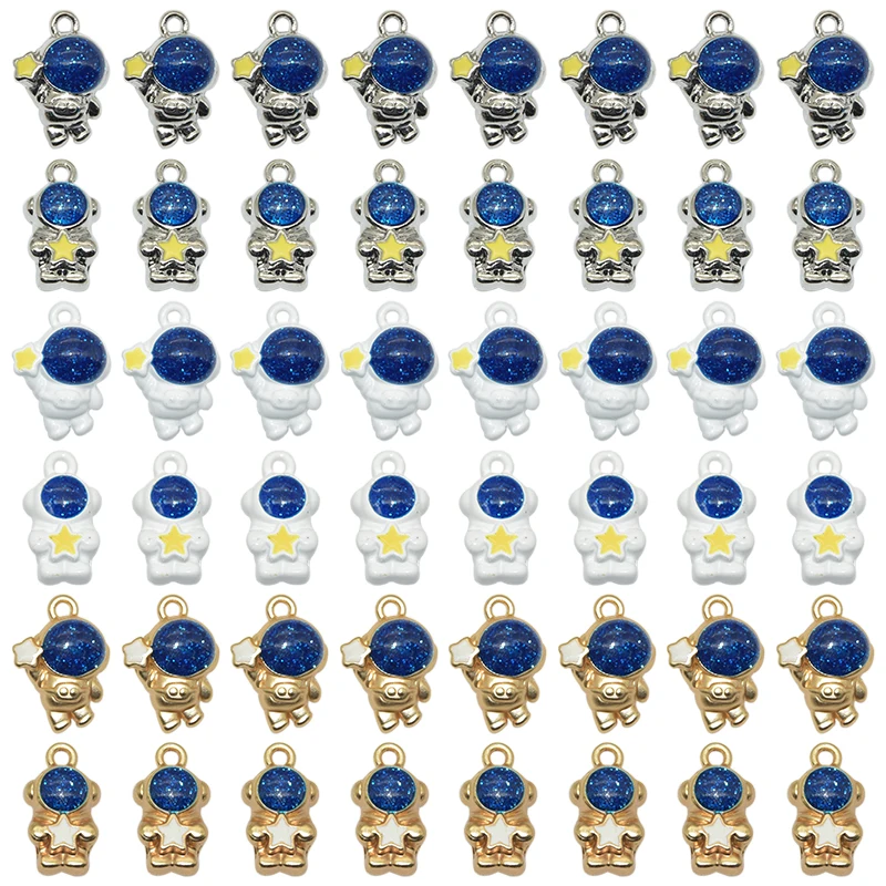 10pcs Cute Enamel Astronaut Character Spaceman Charms Alloy Metal Pendants For DIY Earring Bracelet Necklace Jewelry Making