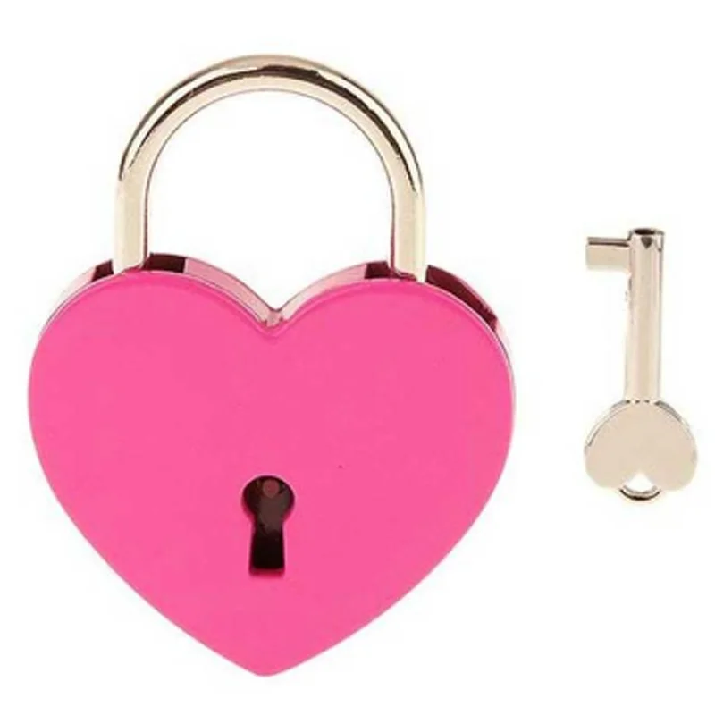 Zinc Alloy 45*59*8mm Heart Style Padlock Large Anti-Theft Padlock with Key Lock Travel Jewelry Box Diary Suitcase Wardrobe Lock