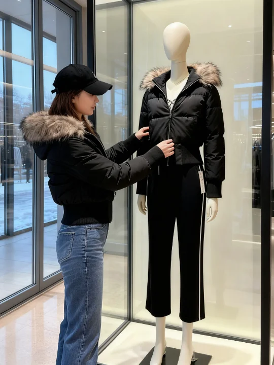 

Winter 2025 Thiened ort Cotton Jaet Women's Warm Sli Pink Versatile Outerwear Commute Korean Sle Zipper Pure Color