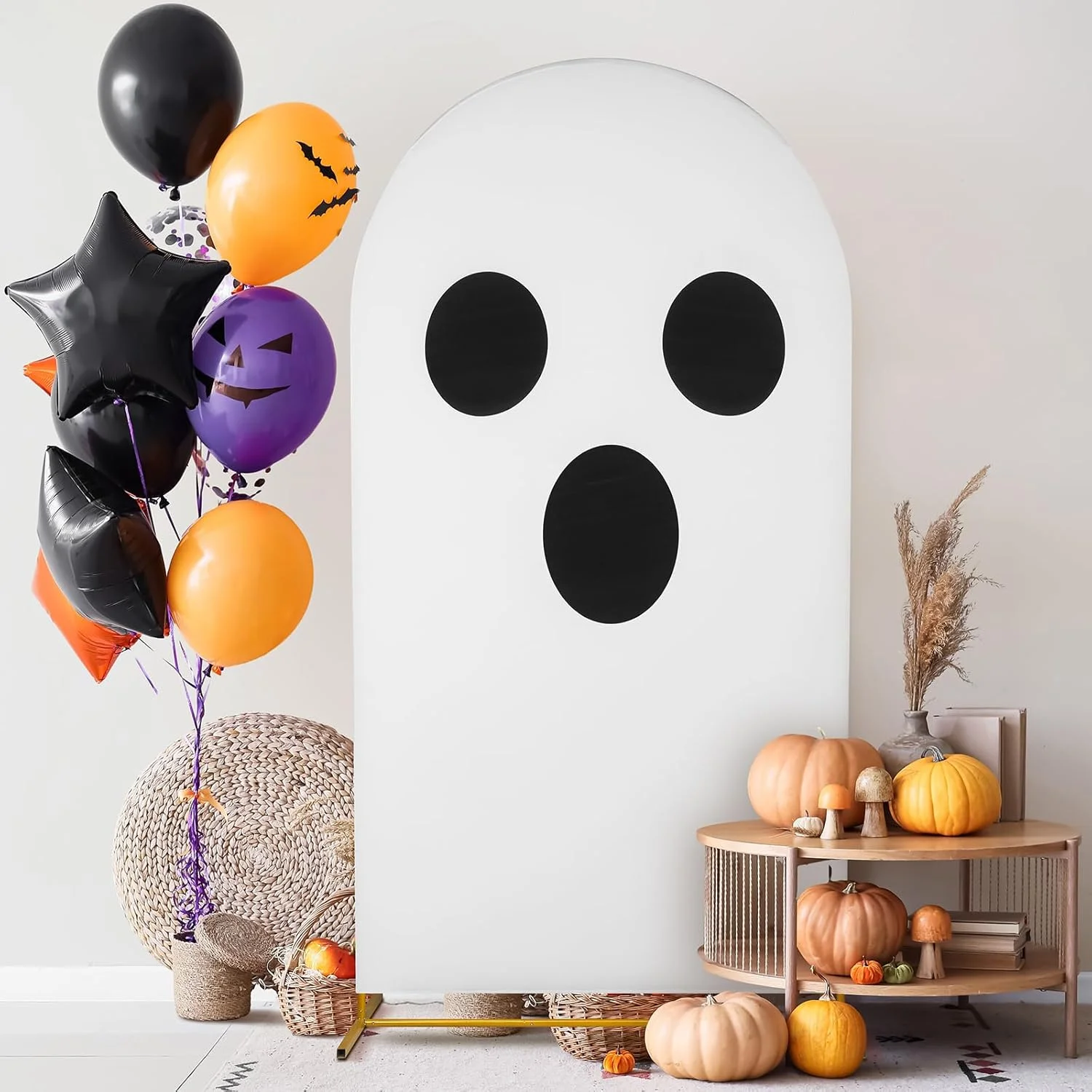 Copertine per fondale ad arco fantasma per decorazioni per feste di Halloween Sfondo per feste di Halloween con elastico per decorazioni per baby shower