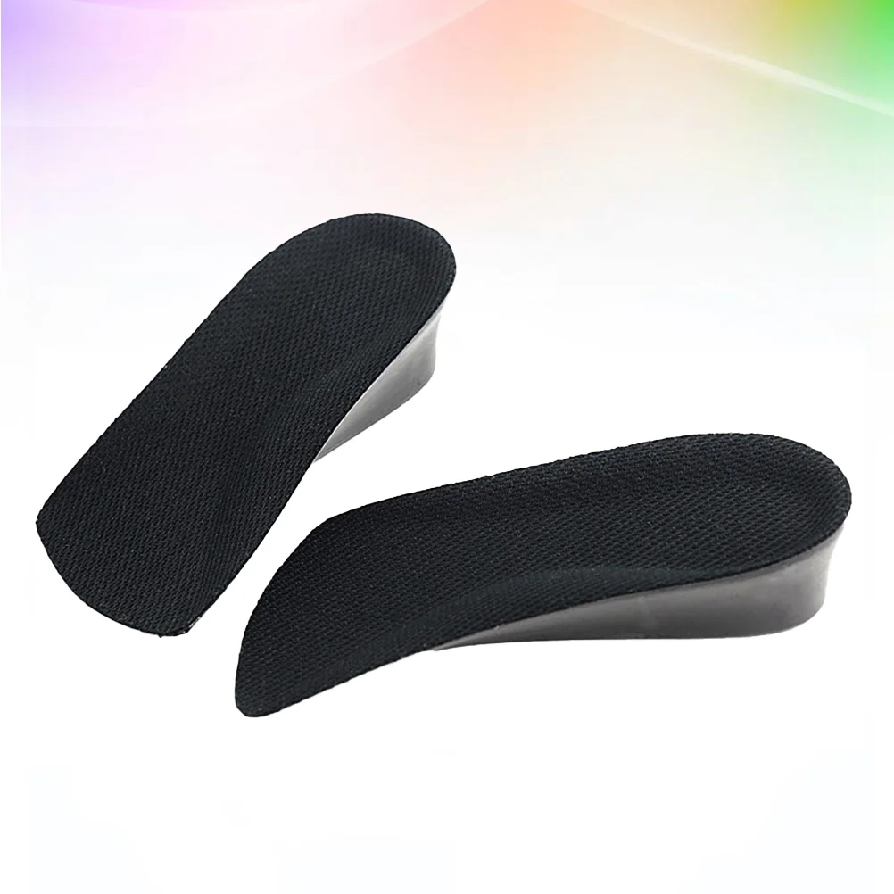 

1 Pair of 15cm Height Increase Half Insole PU Invisible Shoe Lifts Heel Insoles Shoe Elevator Inserts (Black)