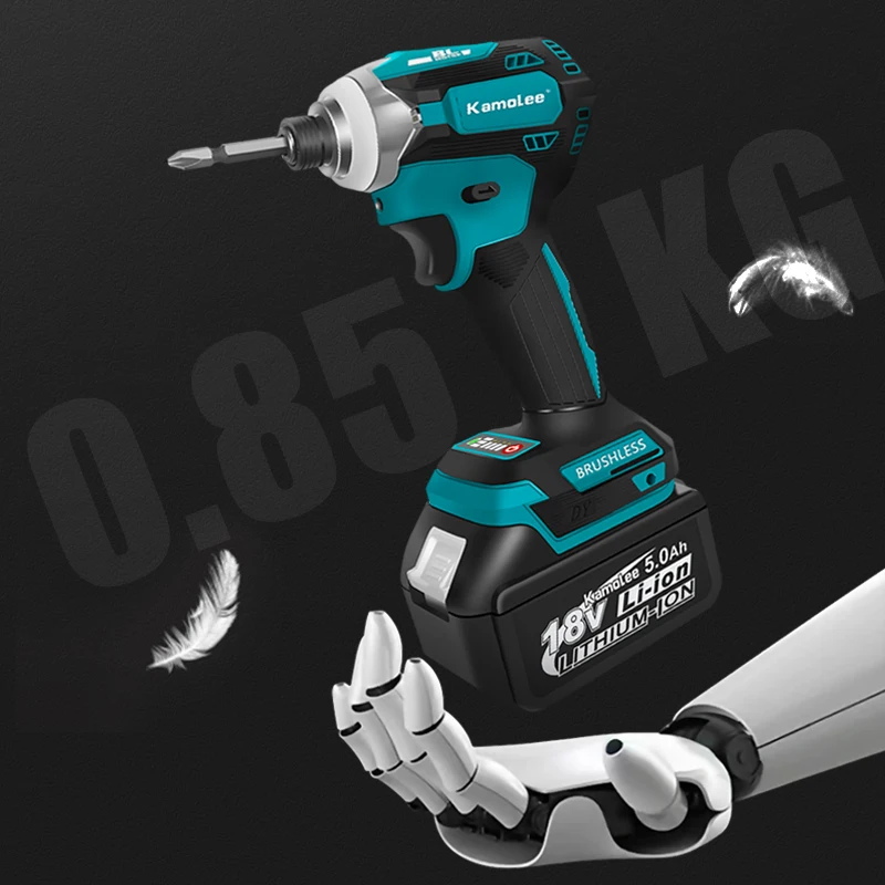 Kamolee 588Nm Cordless Electric Impact Brushless Wrench 5 Speed Screwdriver Power Tool 1/4