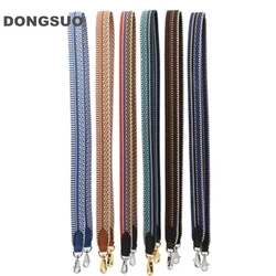 Colorful striped canvas crossbody strap with cowskin leather for designer shoulder bag purse bag replacement parts accessories